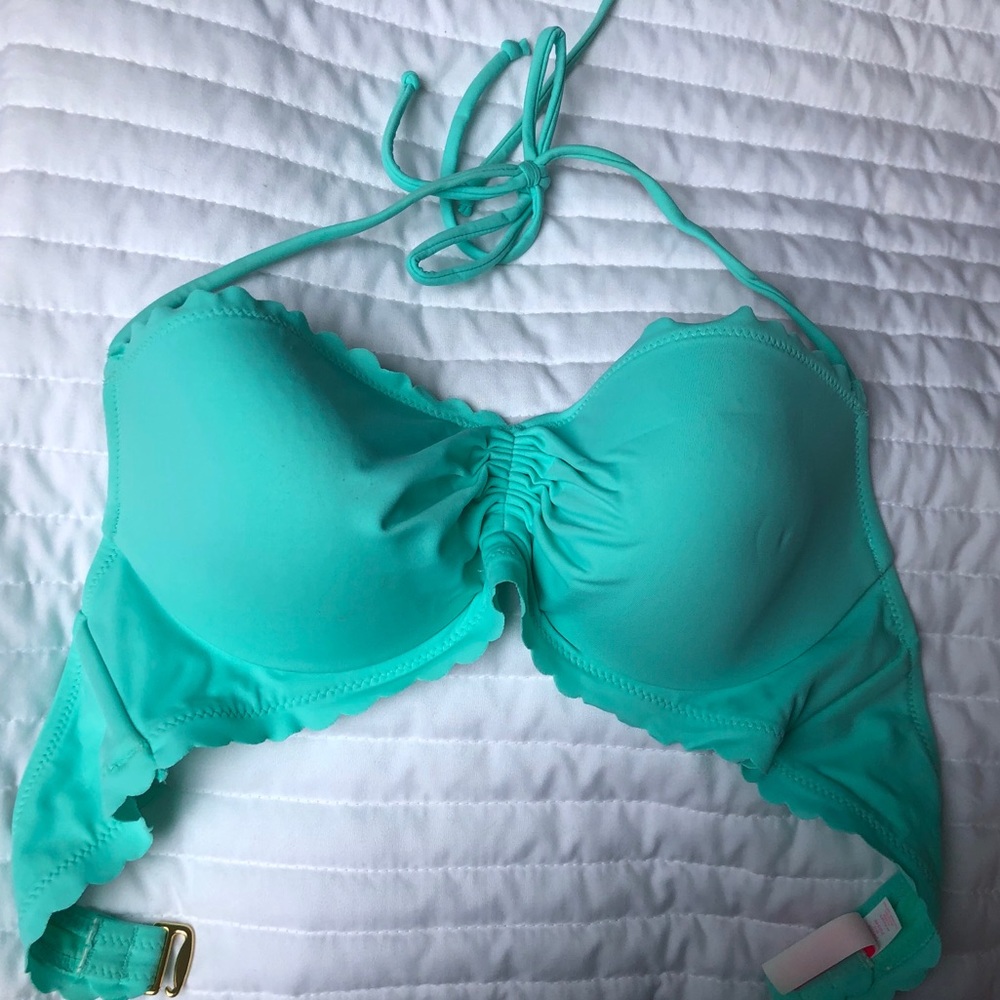 Teal strapless top